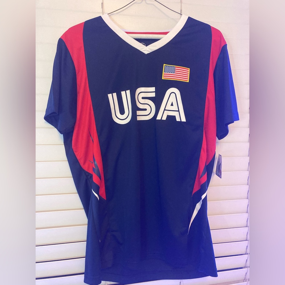 Icon Sports Alex Morgan jersey, size large, in the color navy blue.